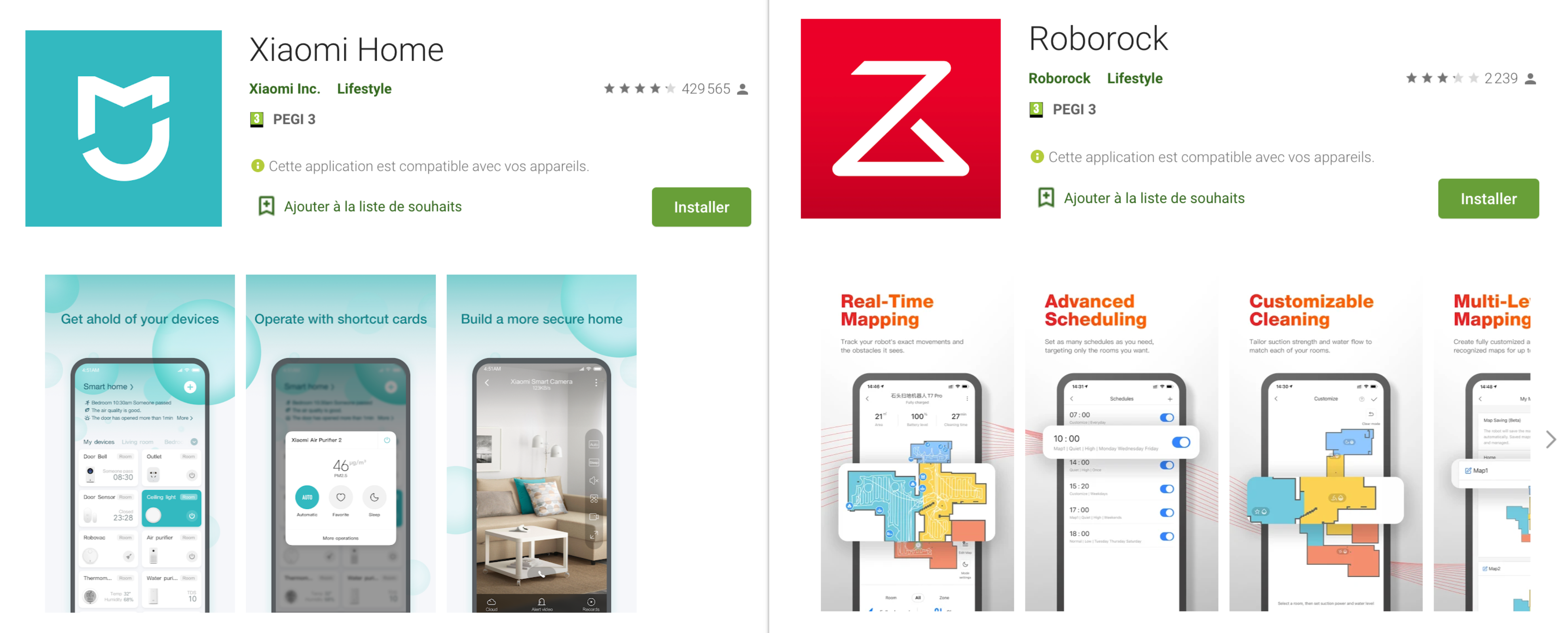 Applications Roborock et Xiaomi Home